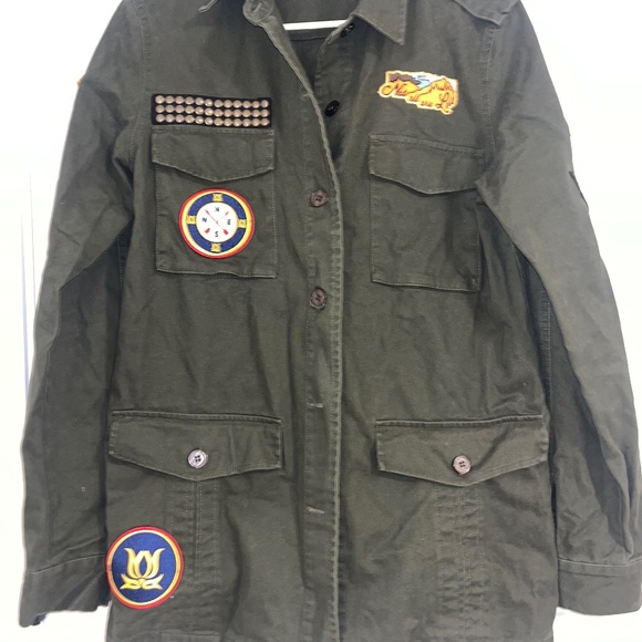 Olive green patchwork jacket - Picture 1 of 4